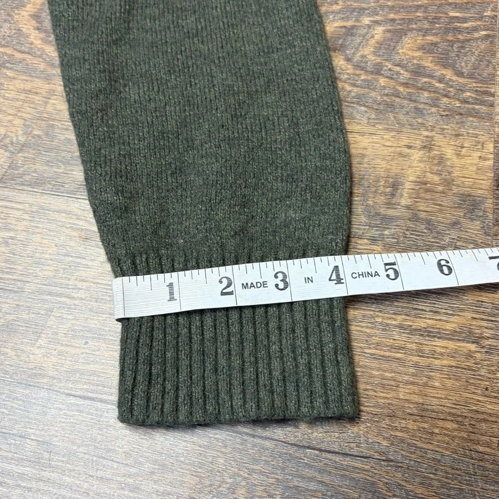 J Crew Lambswool Blend Henley Sweater Mens Large Green Knit Preppy Casual Button